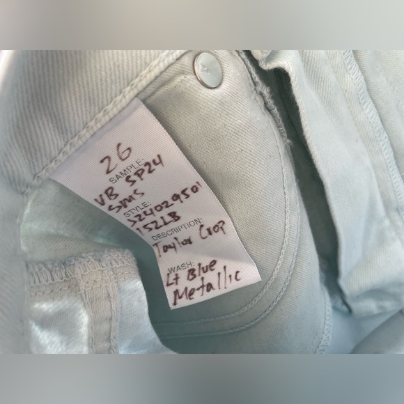 Veronica Beard Taylor Cropped Wide-Leg Blue Metallic Jeans NWT - Picture 8 of 9